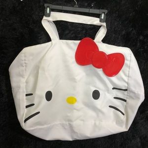 Sanrio Hello Kitty Face Weekender Bag w/ Big Vegan Patent Leather Red Bow